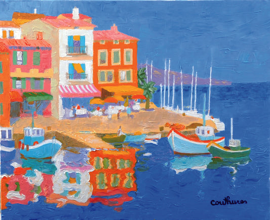 ダニエル・クチュール 【地中海の小さな港】油彩8号 2010年制作【額付】