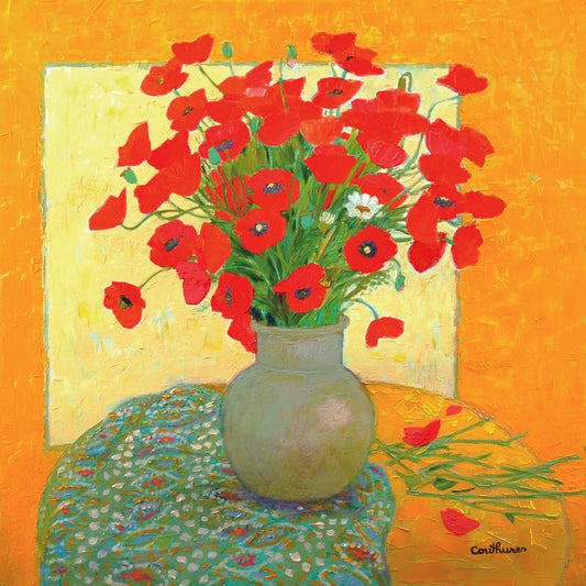 ダニエル・クチュール 【原野のブーケ】油彩60x60cm 2010年制作【額付】