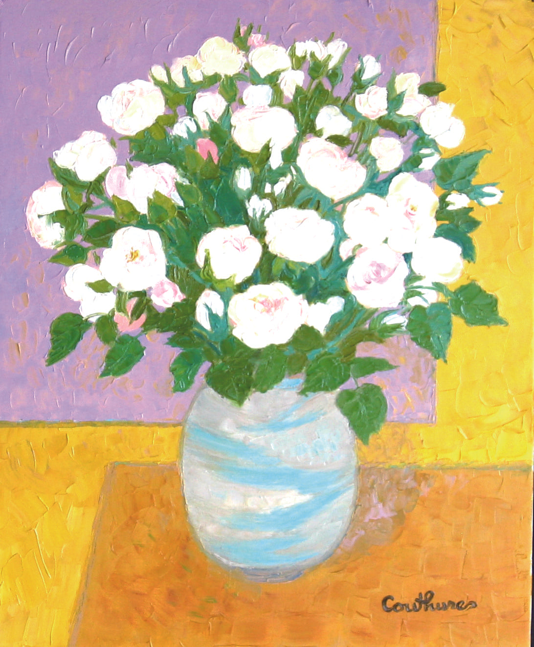 ダニエル・クチュール 「バラ」 油彩8号 2010年制作 「額付」