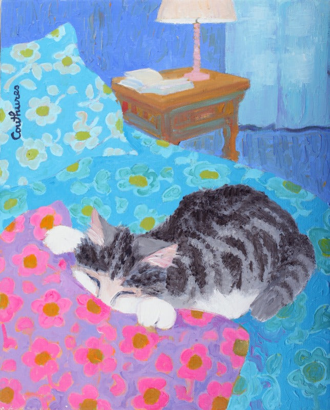 ダニエル・クチュール 【ソファーの猫】油彩6号 2011年制作【額付】