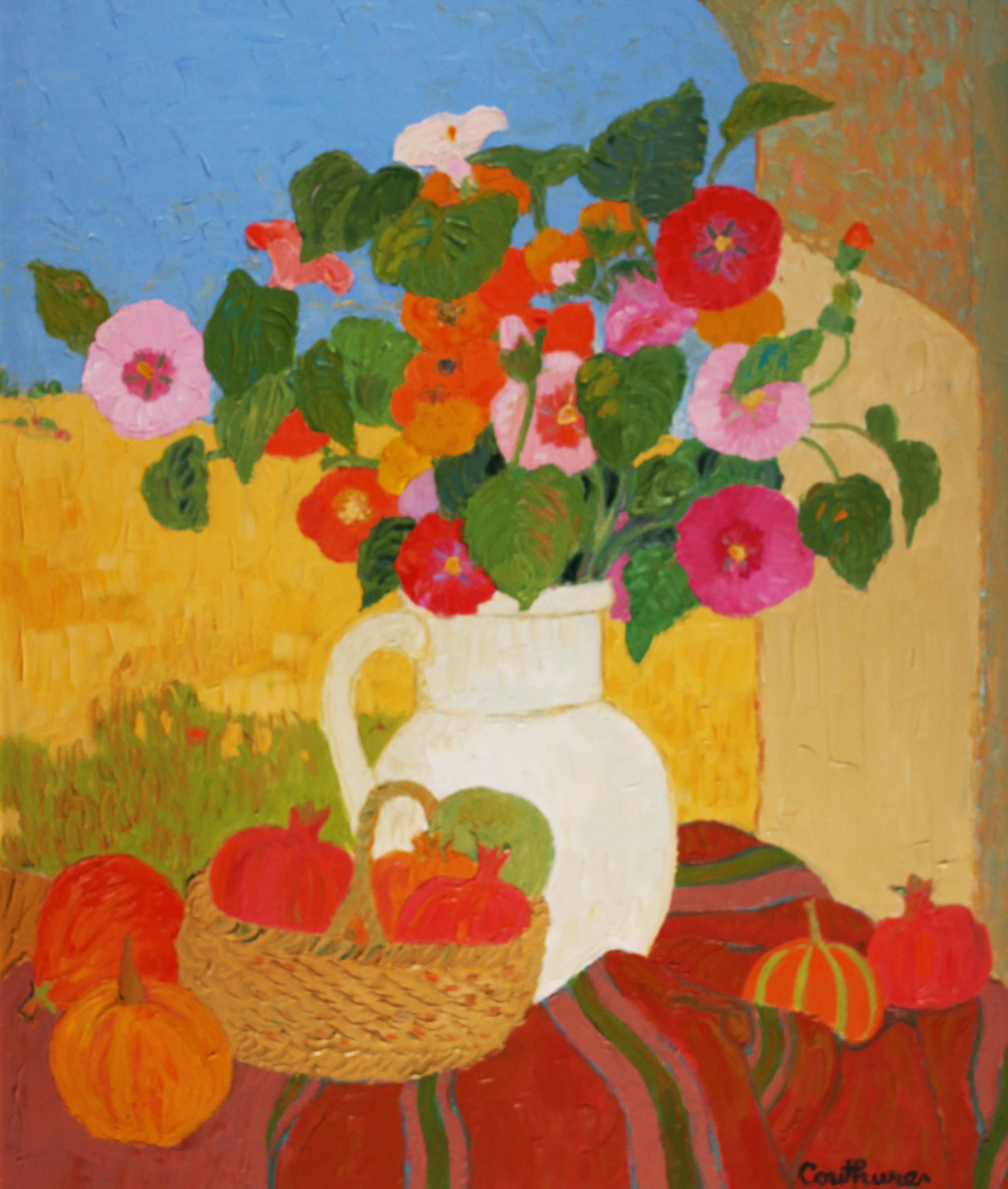 ダニエル・クチュール 「タチアオイのあるコンポジション」 油彩20号 2004年制作