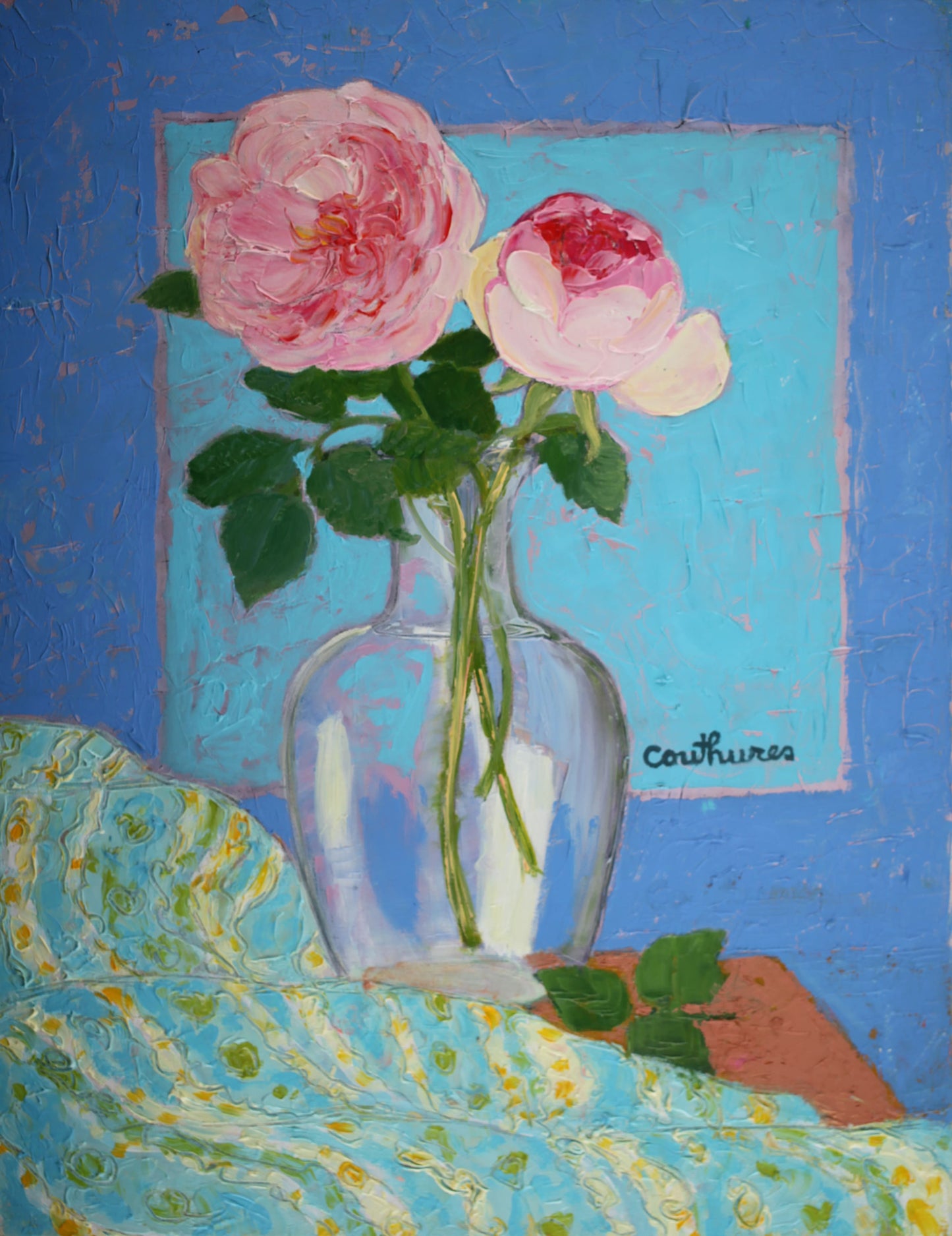 ダニエル・クチュール 「バラの香り」油彩5号 2011年制作「額付」