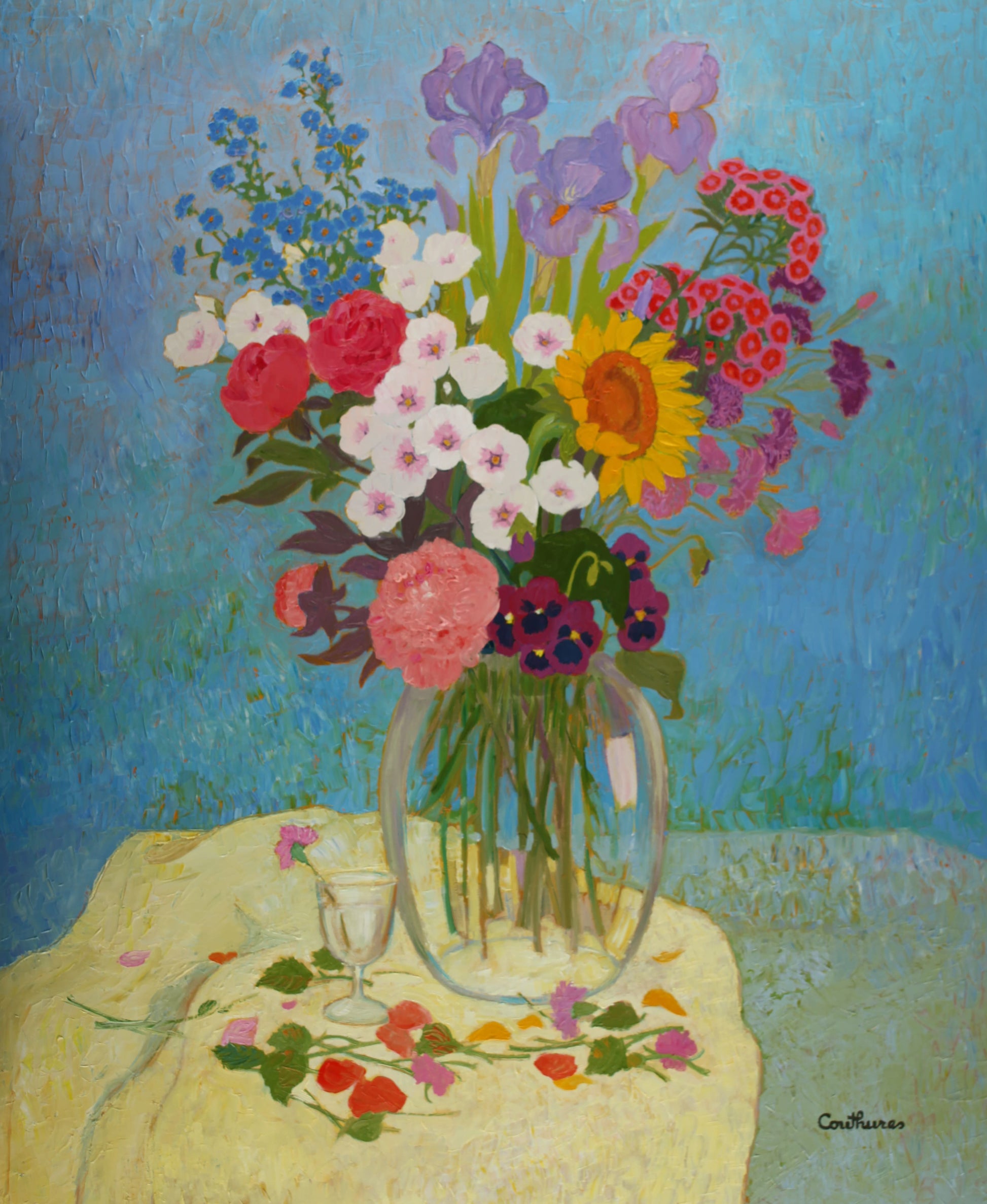 ダニエル・クチュール 【優雅なブーケ】油彩40号 2011年制作【額付】