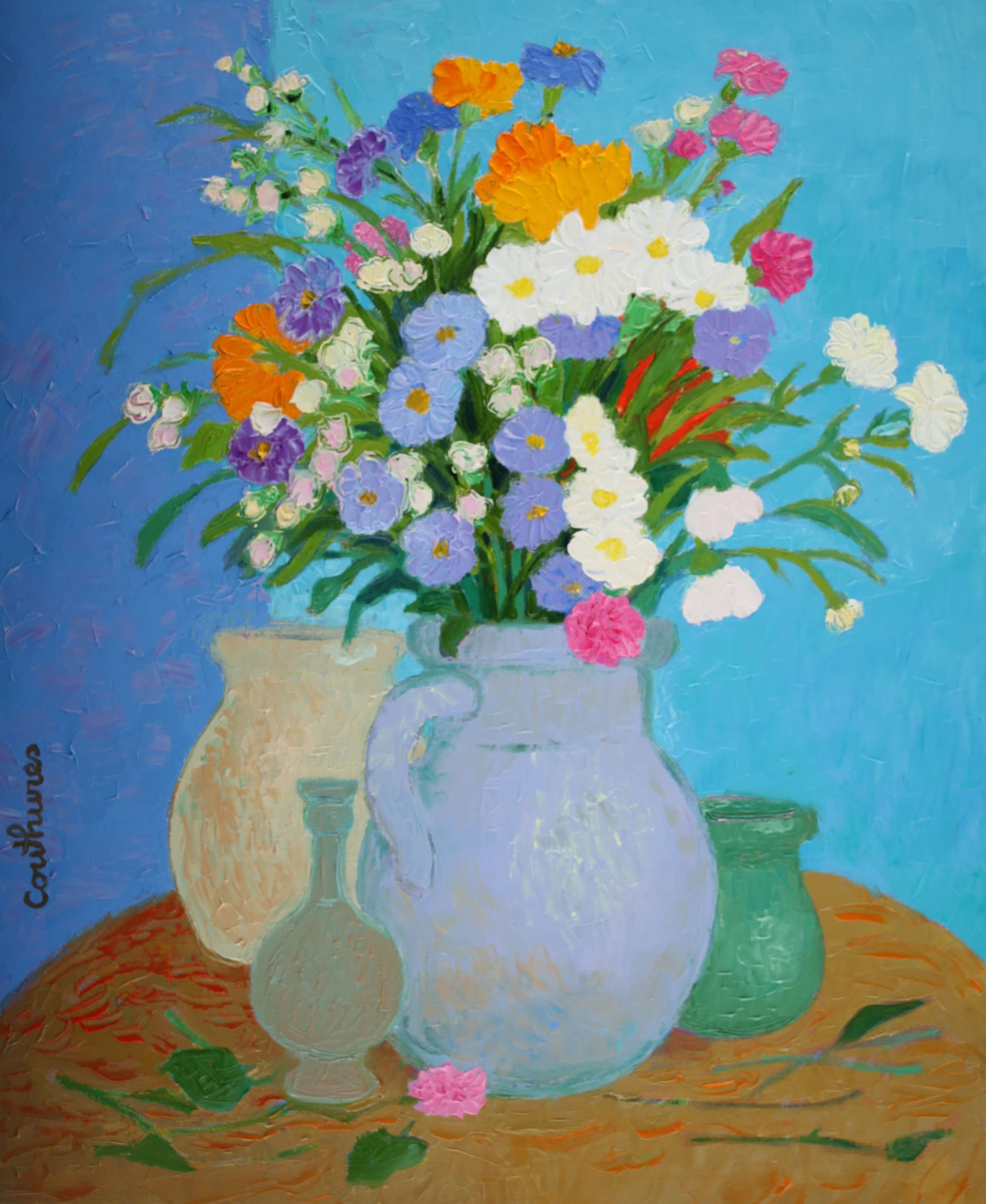 ダニエル・クチュール 【ブーケパナッシェ】油彩8号m 2011年制作【額付】