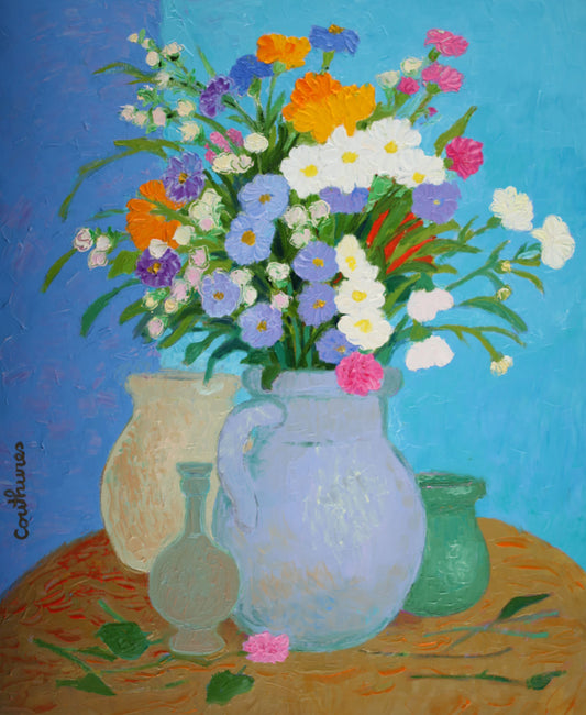 ダニエル・クチュール 【ブーケパナッシェ】油彩8号m 2011年制作【額付】