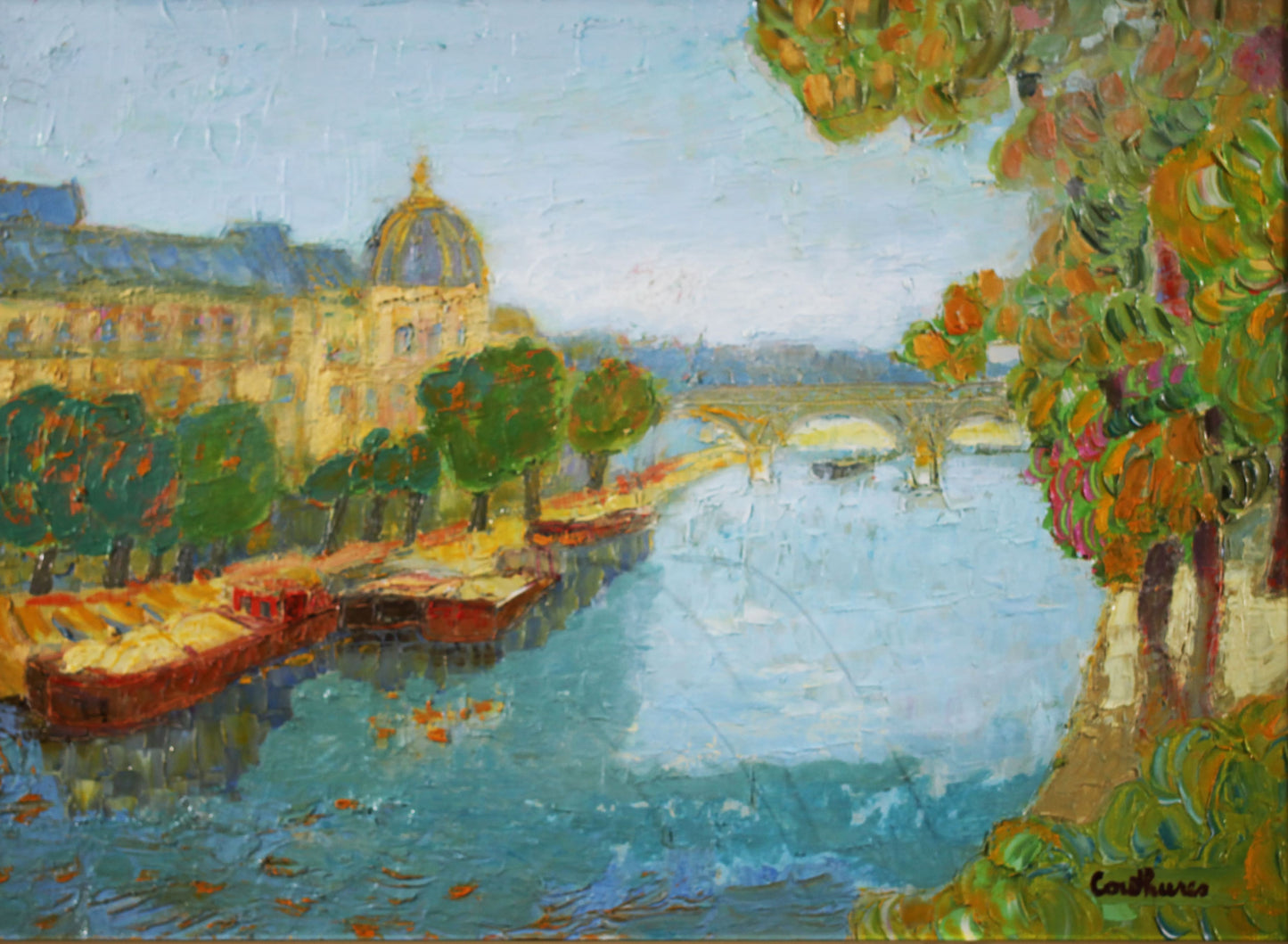 ダニエル・クチュール 「パリのセーヌ川」 油彩8号  2005年制作 「額付」