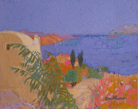 ダニエル・クチュール 「丘から見る眺め」 油彩6号 2005年制作「額付」