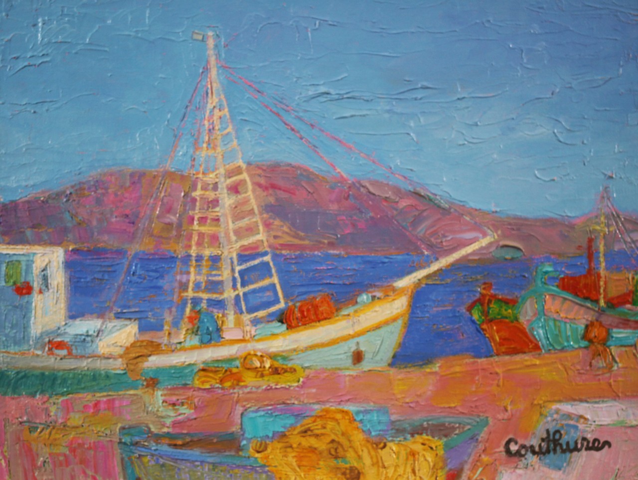 ダニエル・クチュール 「ヨットポート」油彩5号