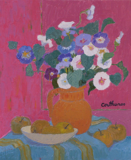 ダニエル・クチュール 【朝顔とりんご】油彩8号m 2006年制作【額付】