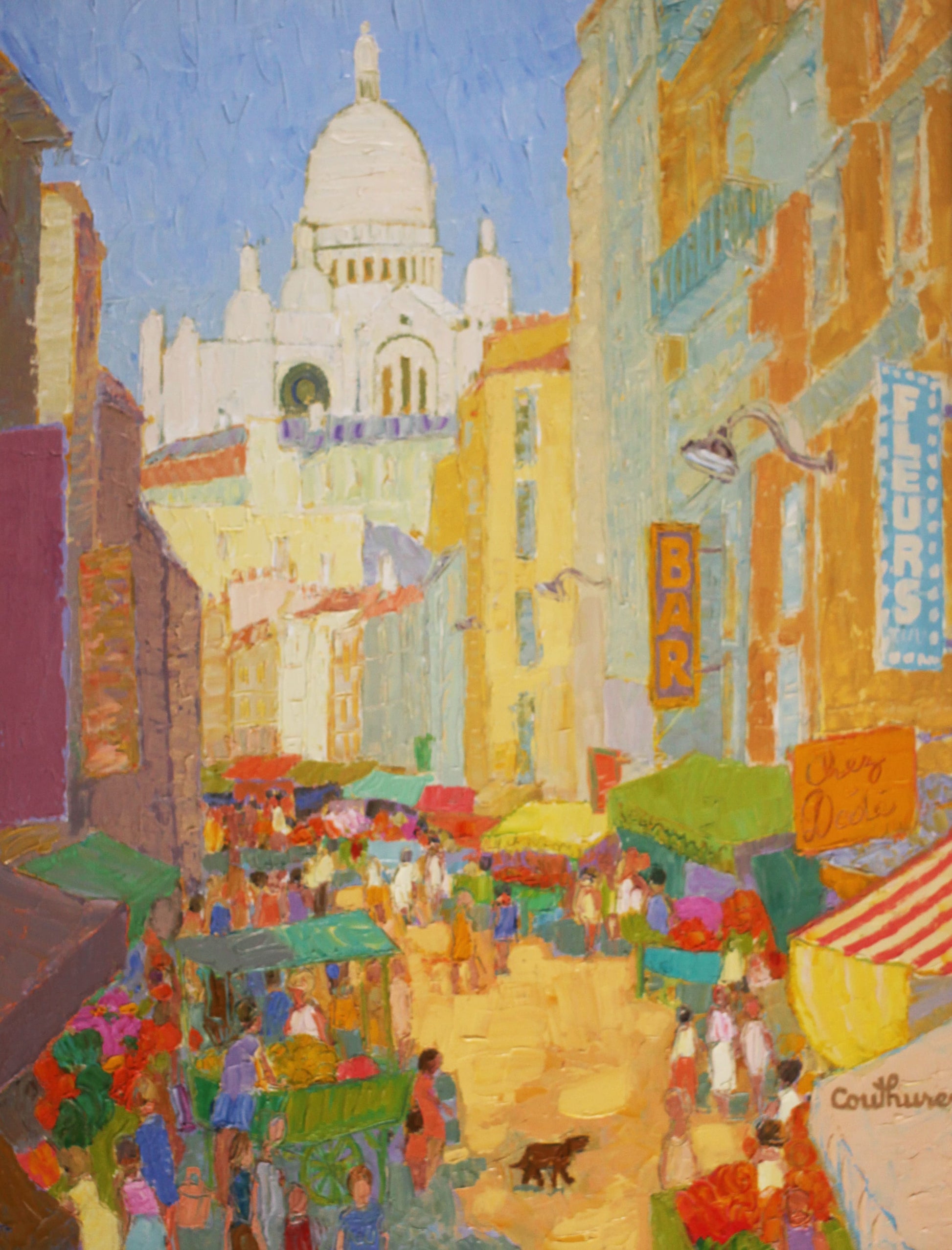 ダニエル・クチュール 「春のモンマルトル」油彩12号 2006年制作 「額付」