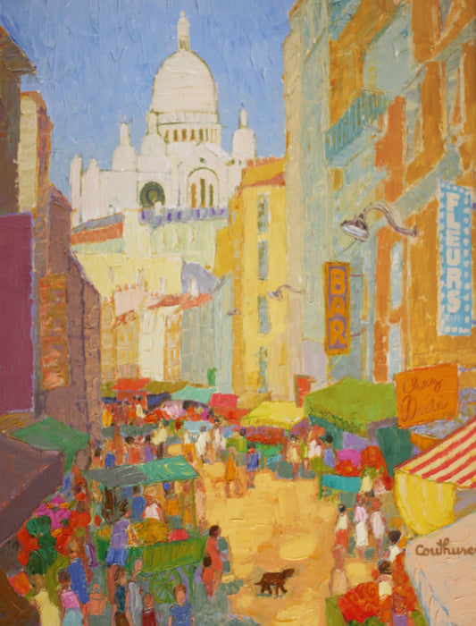 ダニエル・クチュール 「春のモンマルトル」油彩12号 2006年制作 「額付」