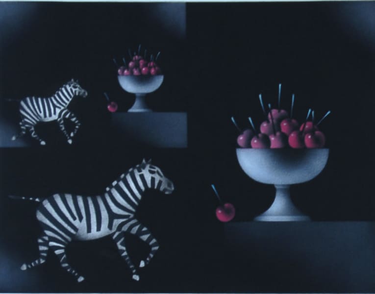 マリオ・アバチ 【夜の飛翔】メゾチント版画 イメージサイズ28x38㎝ 【額付】