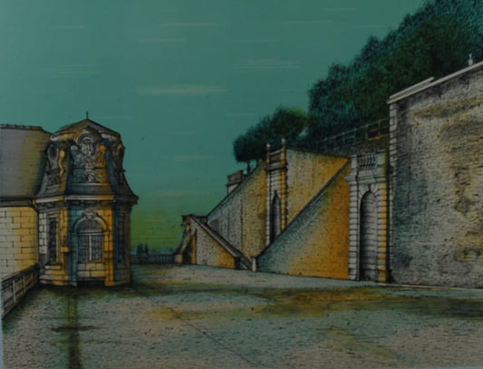 ジャン・カルズー 【ヴィレンダー城】オリジナルリトグラフ版画 作家自筆サイン入り【額付】