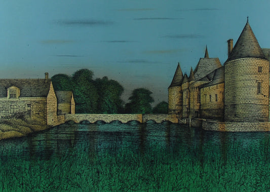 ジャン・カルズー 【プレッシー城】オリジナルリトグラフ版画 作家自筆サイン入り【額付】