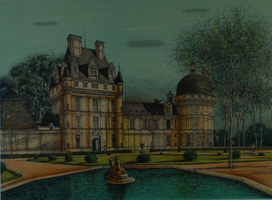 ジャン・カルズー 【ヴァレンツ城】オリジナルリトグラフ版画 作家自筆サイン入り【額付】