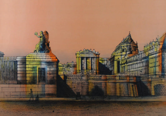 ジャン・カルズー 【ベルサイユ城】オリジナルリトグラフ版画 作家自筆サイン入り【額付】