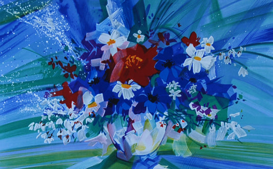 克劳德·马尔斯《圆形花瓶中的花束》原创石版画艺术家签名限量版图像尺寸 25 x 40 厘米