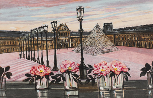 ミッシェル・アンリ 【ルーブルのピラミッド】オリジナルリトグラフ版画 作家自筆サイン入り【額付】 ギャルリー亜出果がミッシェル・アンリから直接購した作品です。