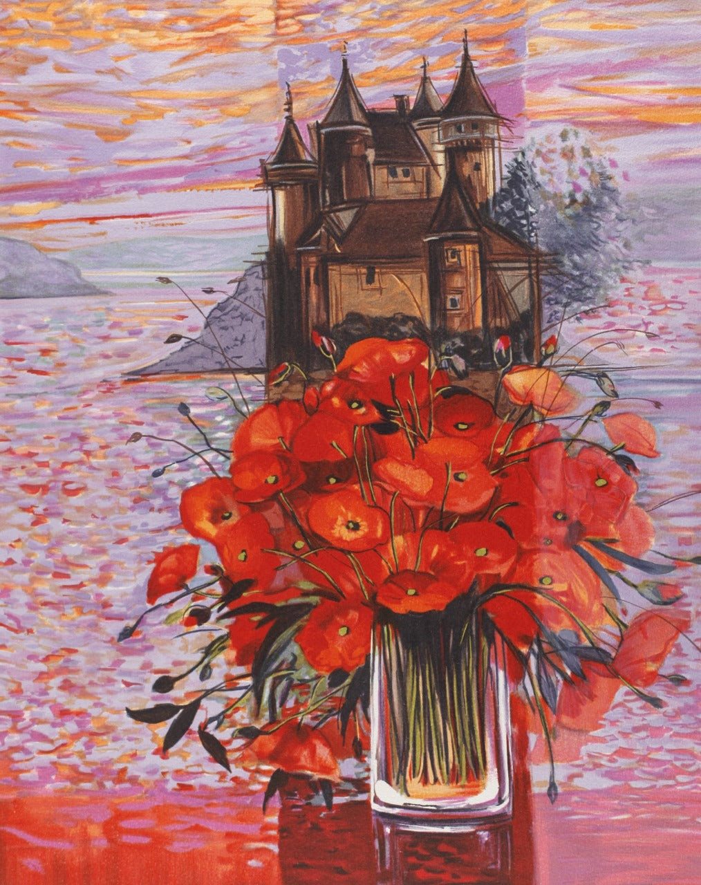 ミッシェル・アンリ 【シャトードヴァル】オリジナルリトグラフ版画 作家自筆サイン入り【額付】