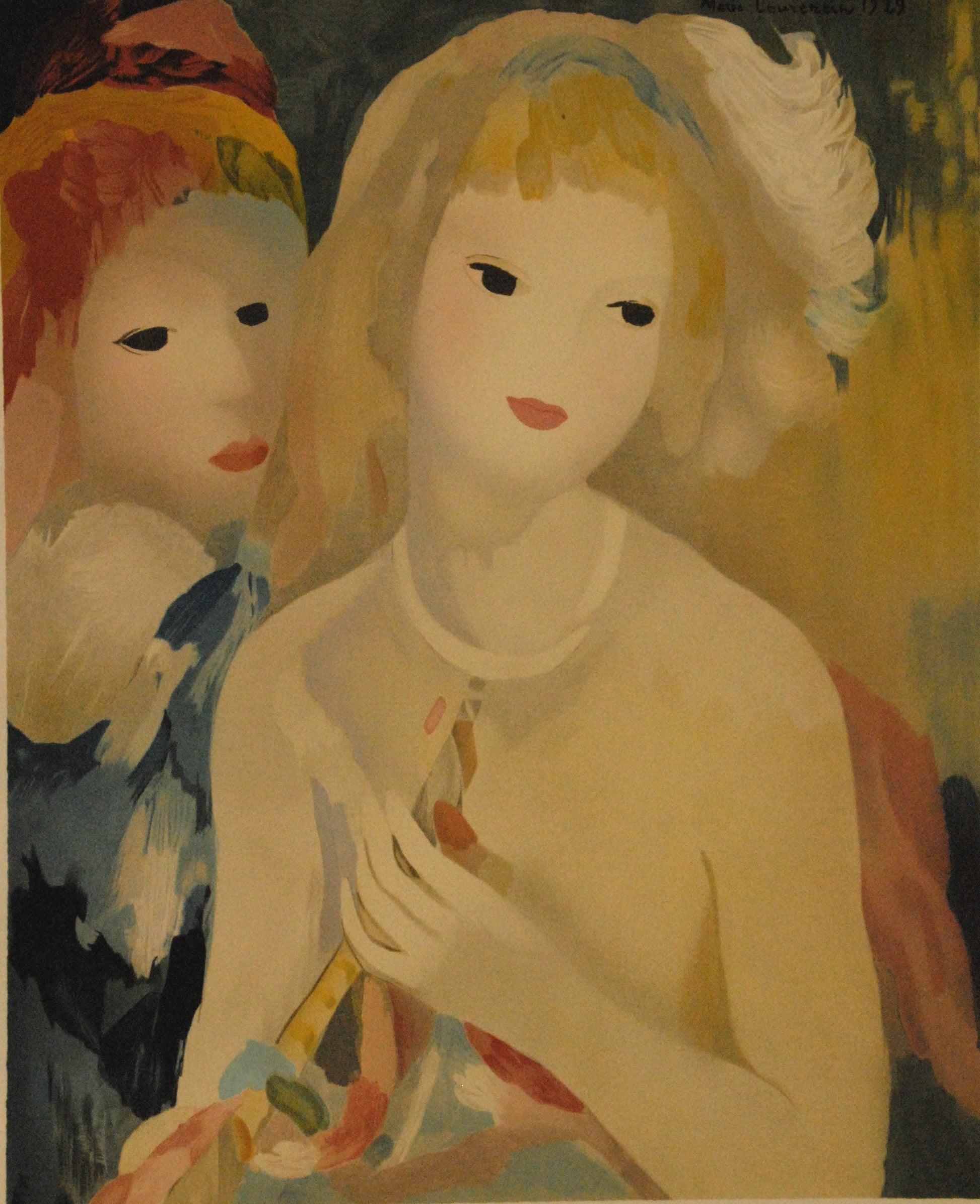 マリー・ローランサン 【笛吹く少女】 名作リトグラフ 刷師サイン入り限定部数【額付】イメージサイズ57xmx47㎝ 額サイズ77x67㎝