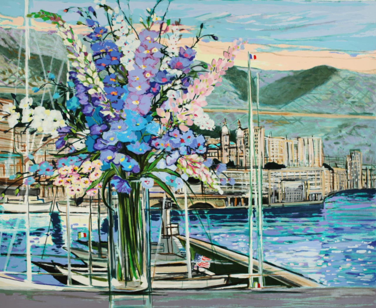 ミッシェル・アンリ 【モンテカルロ】オリジナルシルクスクリーン版画 作家自筆サイン入り【額付】