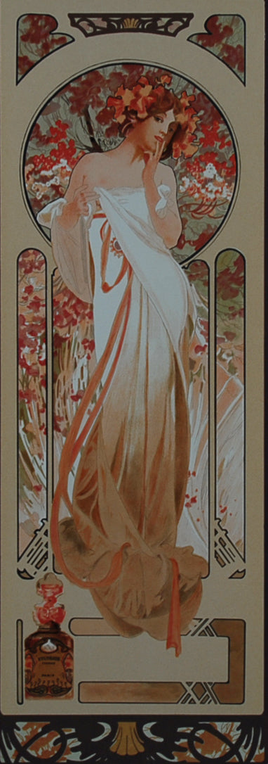 穆夏<Sylvanian Essence>杰作石版画穆夏收藏水印压花限量版图像尺寸61 x 22厘米画框尺寸83 x 44厘米(含画框)