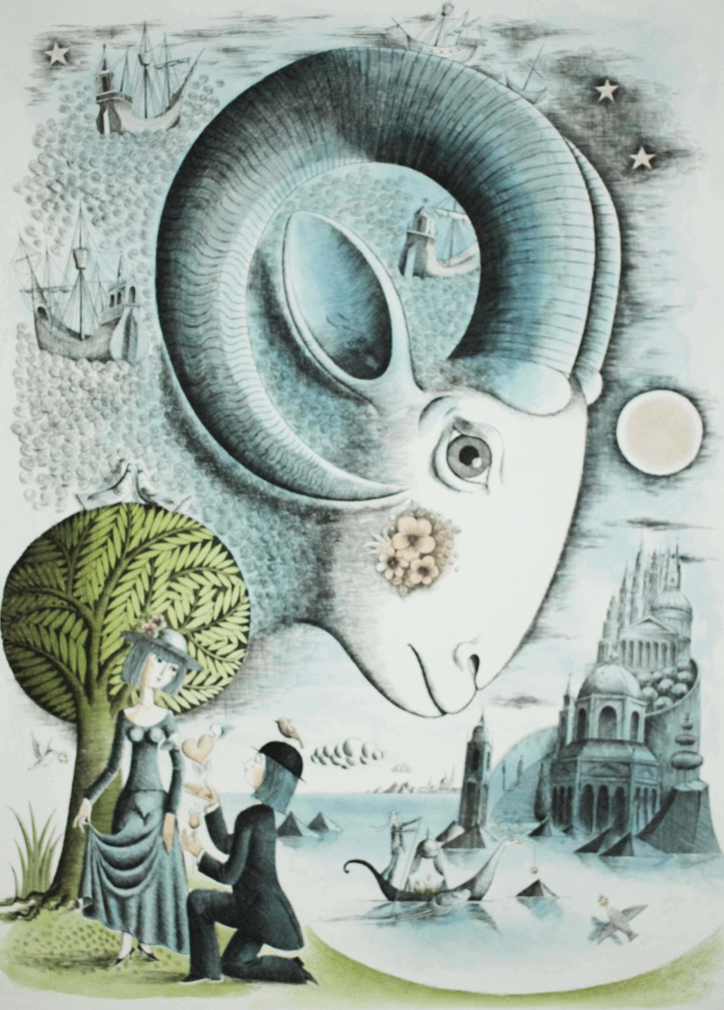 レイモン・ペイネ 【牡羊座】 オリジナルエッチング 作家自筆サイン入り【額付】イメージサイズ52x38㎝