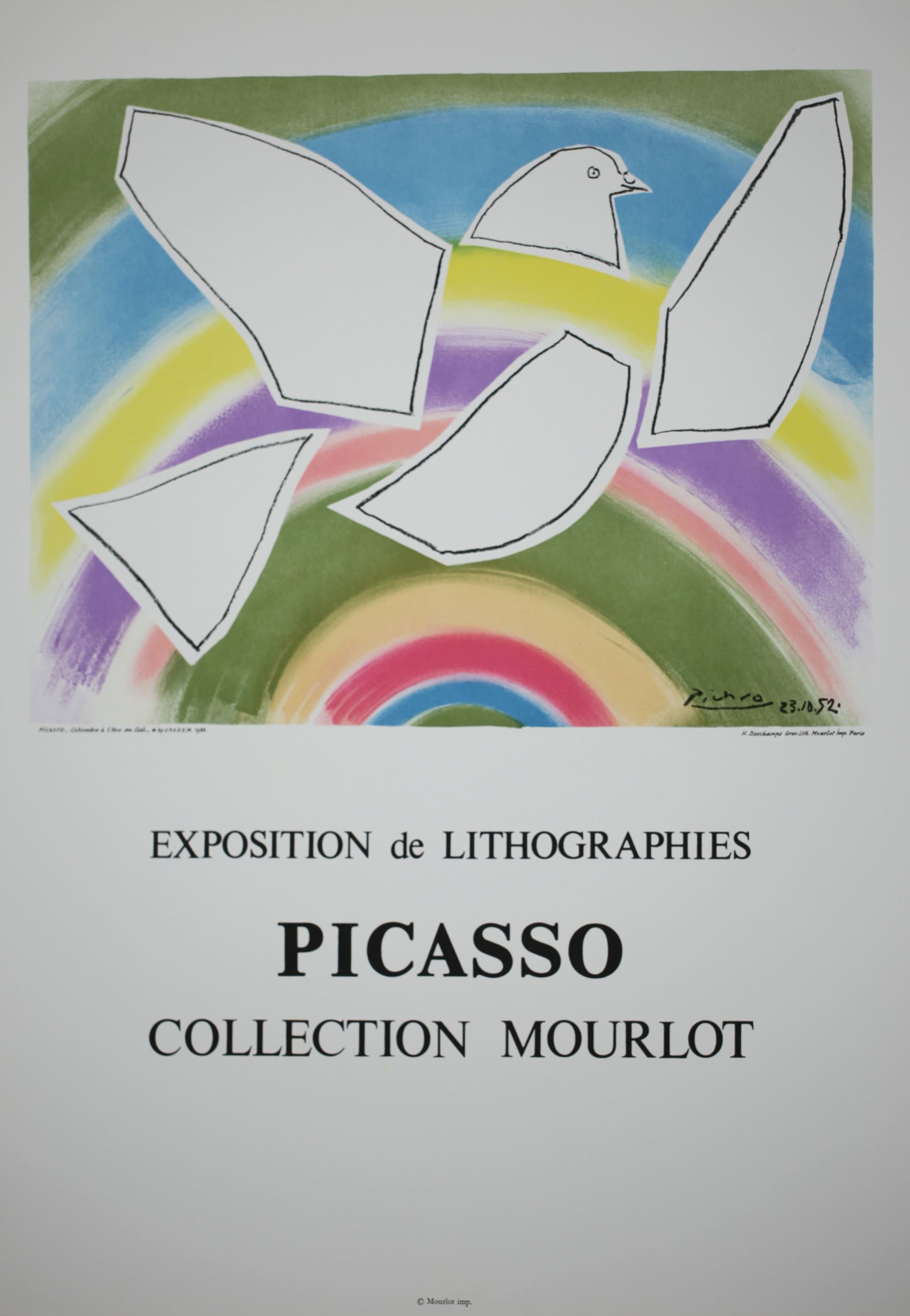 パブロ・ピカソ  【鳩】リトグラフポスター ムルロー工房【額付】