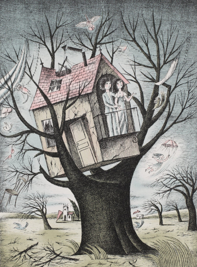 レイモン・ペイネ 【嵐の夜】オリジナルリトラフ版画 作家自筆サイン入り【額付】250部限定 イメージサイズ52x38㎝ 額サイズ76x61cm 1985年制作