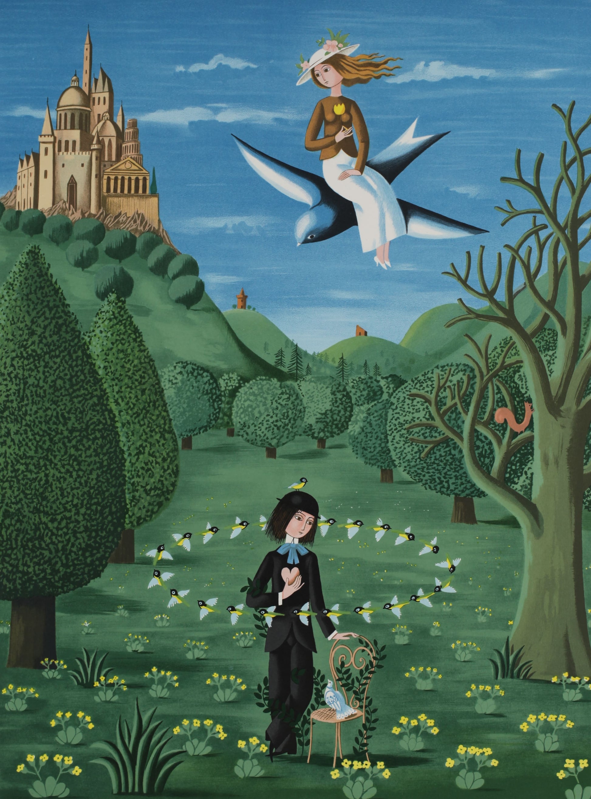 レイモン・ペイネ 春の訪れ オリジナルリトグラフ版画 作家サイン入り350部限定 57x43㎝ 1985年制作 額サイズ86x64cm