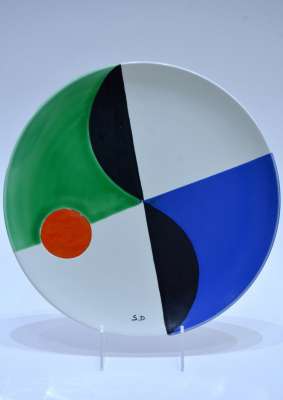 Sonia Delaunay "Green Checkered Pattern" 1968 Lithograph 