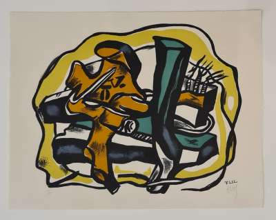 费尔南·莱热 《黄色背景的构图》 石版画，1954年 版次：59/75