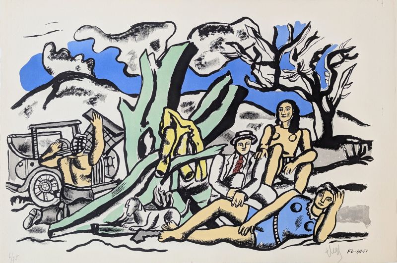 费尔南·莱热 《乡村郊游》 平版画，1952年 版本：6/75