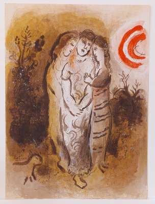 マルク・シャガール Marc Chagall  Naomi and her daughters-in-law（ナオミとその嫁たち）  オリジナルリトグラフ 1960年制作