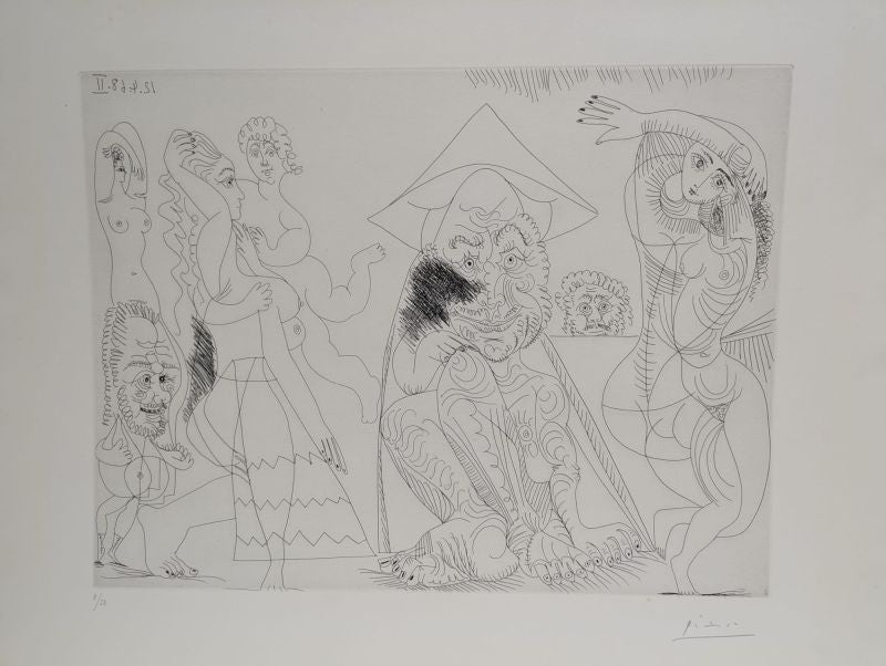 巴勃罗·毕加索《泪流满面的肖像》原版石版画 1964 年