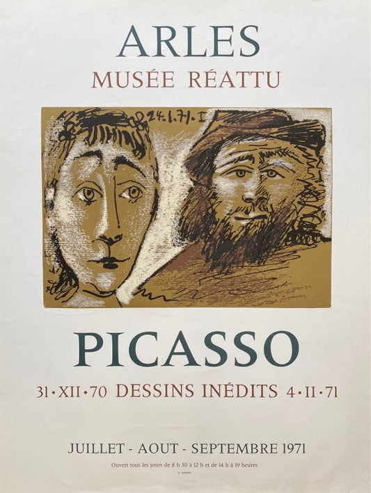 パブロ・ピカソ Arles, Musée Réattu – Picasso, dessins inédits （アルル／レアッテュ美術館 ― ピカソ未発表素描展）  ポスター 1971年制作